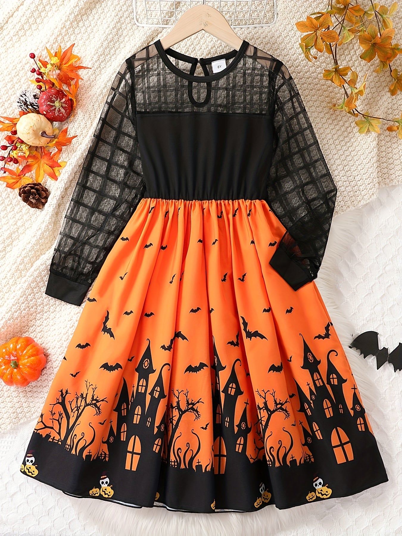 Halloween Prinzessinnenkleid in Orange-Rot - Emma