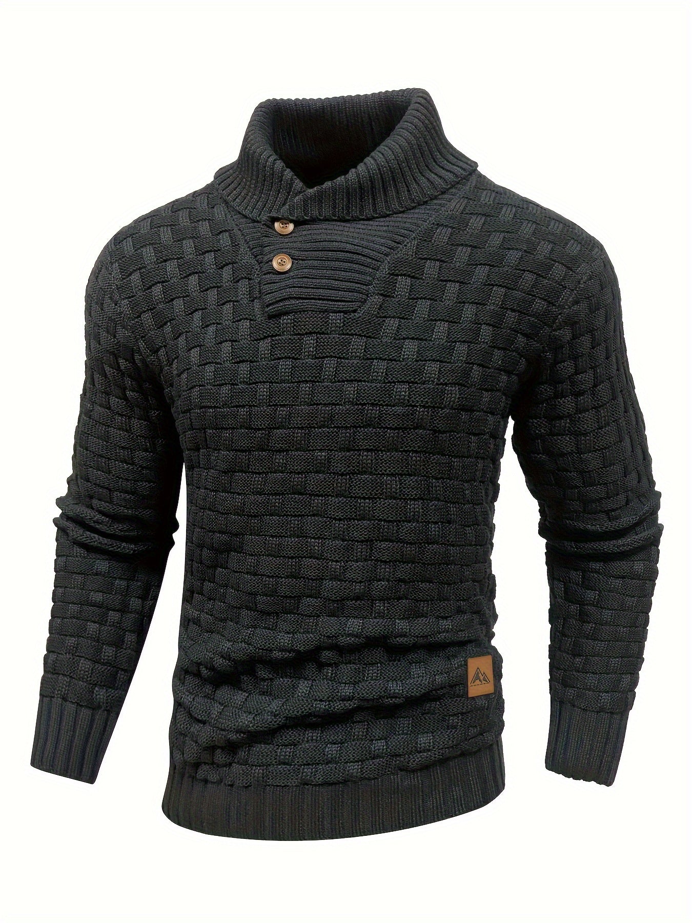 Schwarzer Waffelmuster-Pullover für Herren - Max