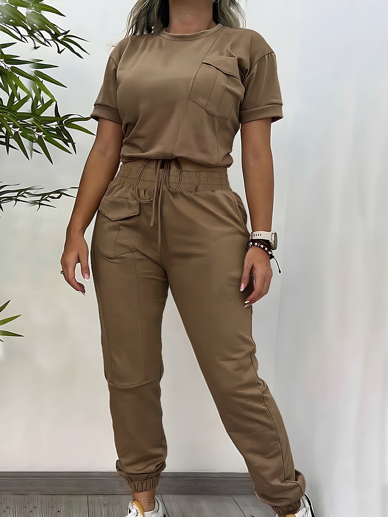 Khaki Zweiteiliges Casual Set - Noor