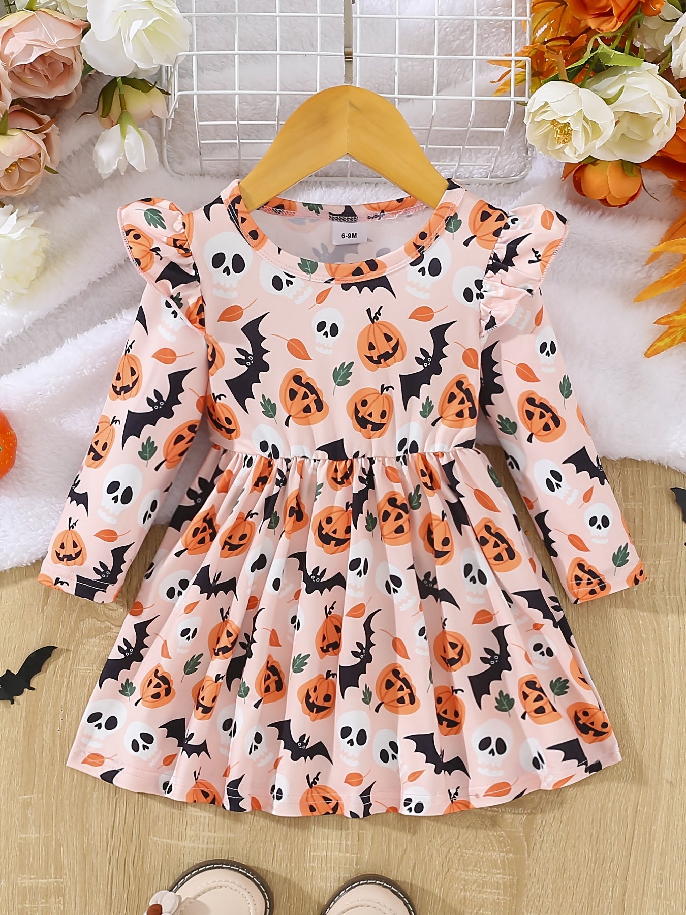 Kürbis-Kleid mit Flügelärmeln für Babys in Orange - Mila