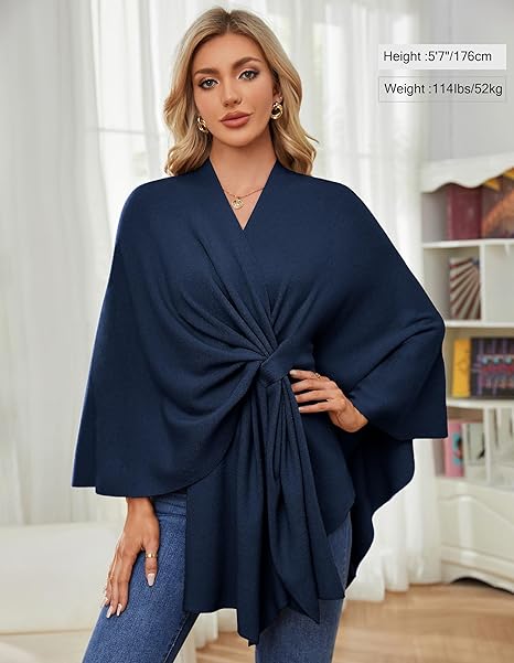 Eleganter Wickelponcho Ivory Weiß - Clara