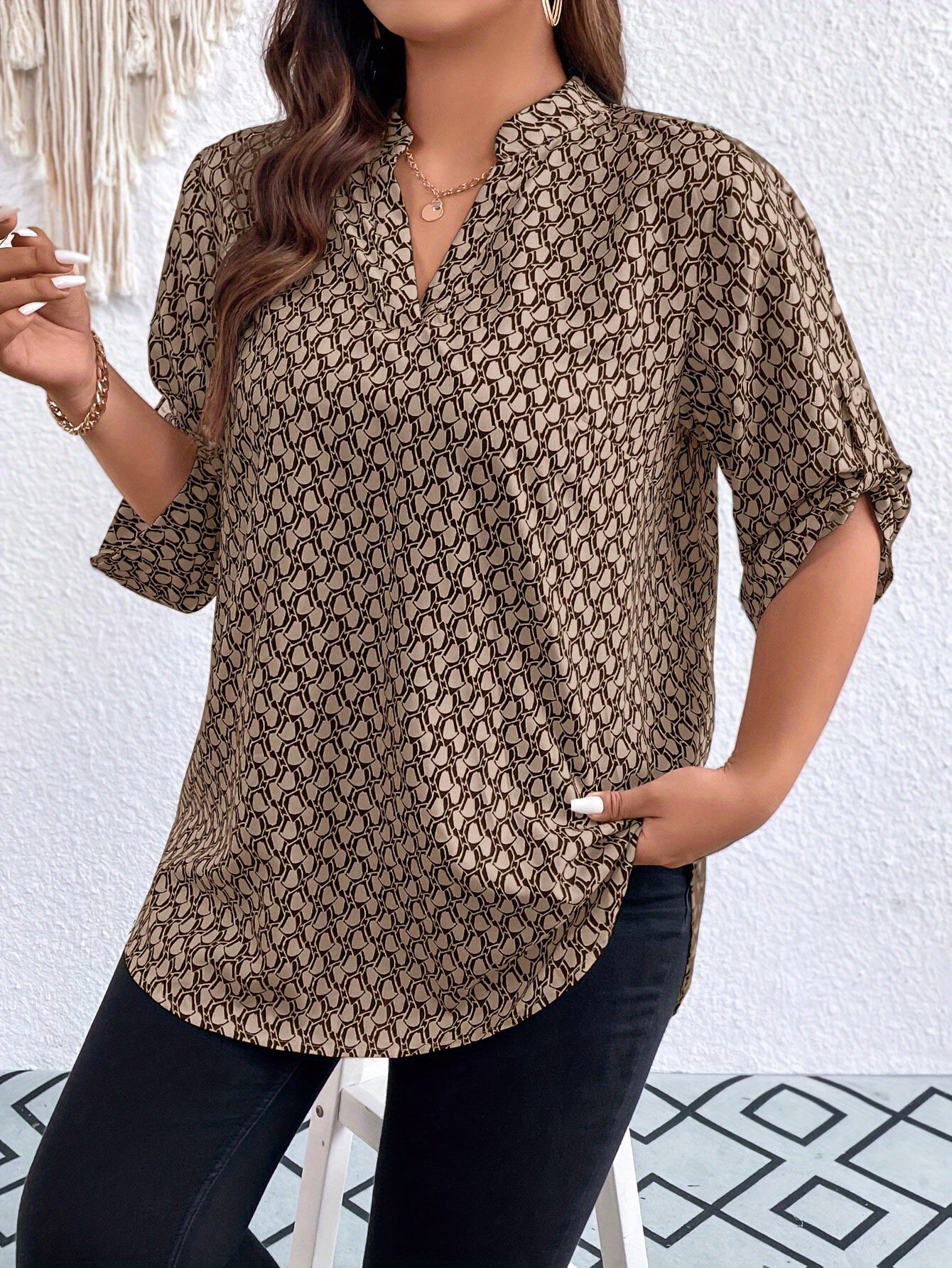 Schwarze Print Tunika - Lea