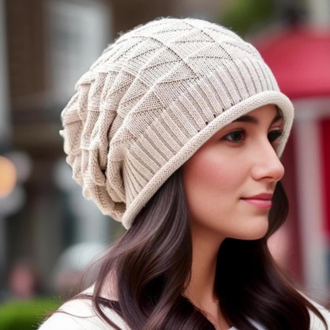 Braune Strick-Slouchy-Beanie für Damen - Ella