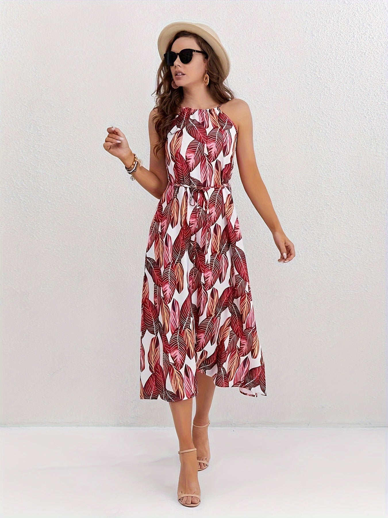 Grünes Strandkleid mit Blättermuster - Emma