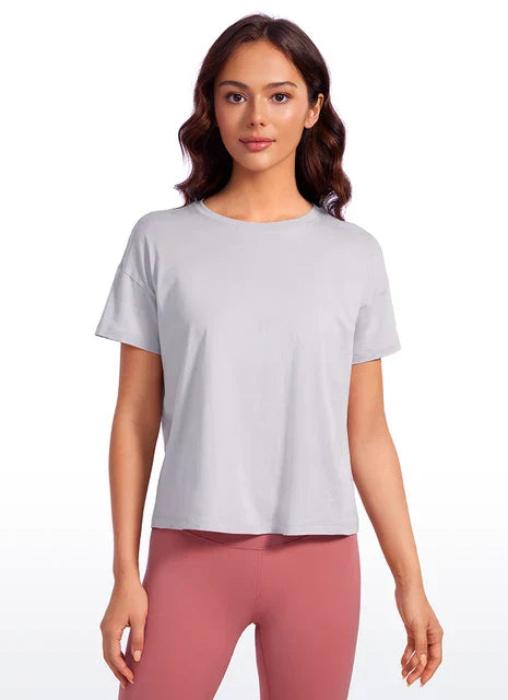 Mattea - Rosa Baumwoll-Workout-T-Shirt