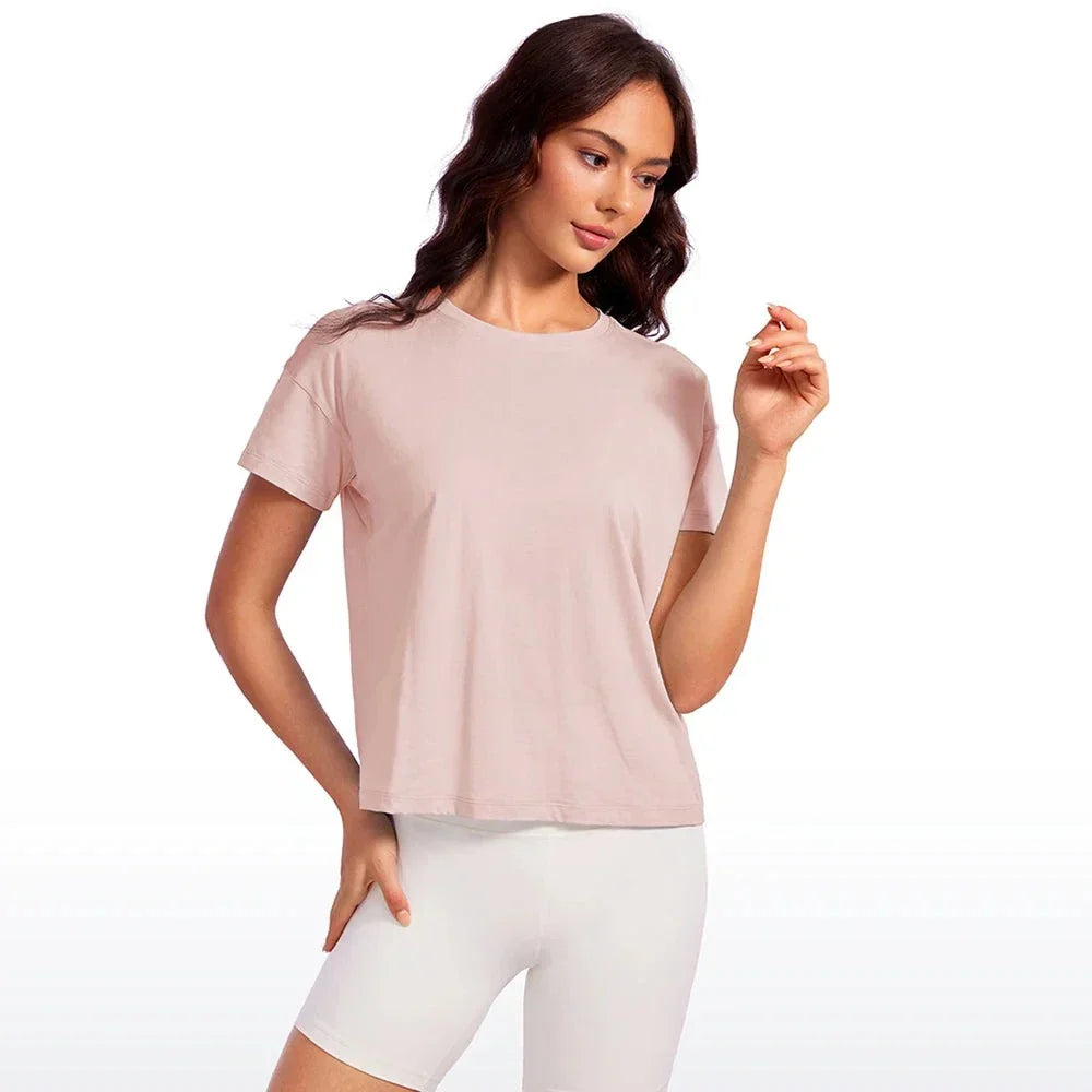 Mattea - Rosa Baumwoll-Workout-T-Shirt