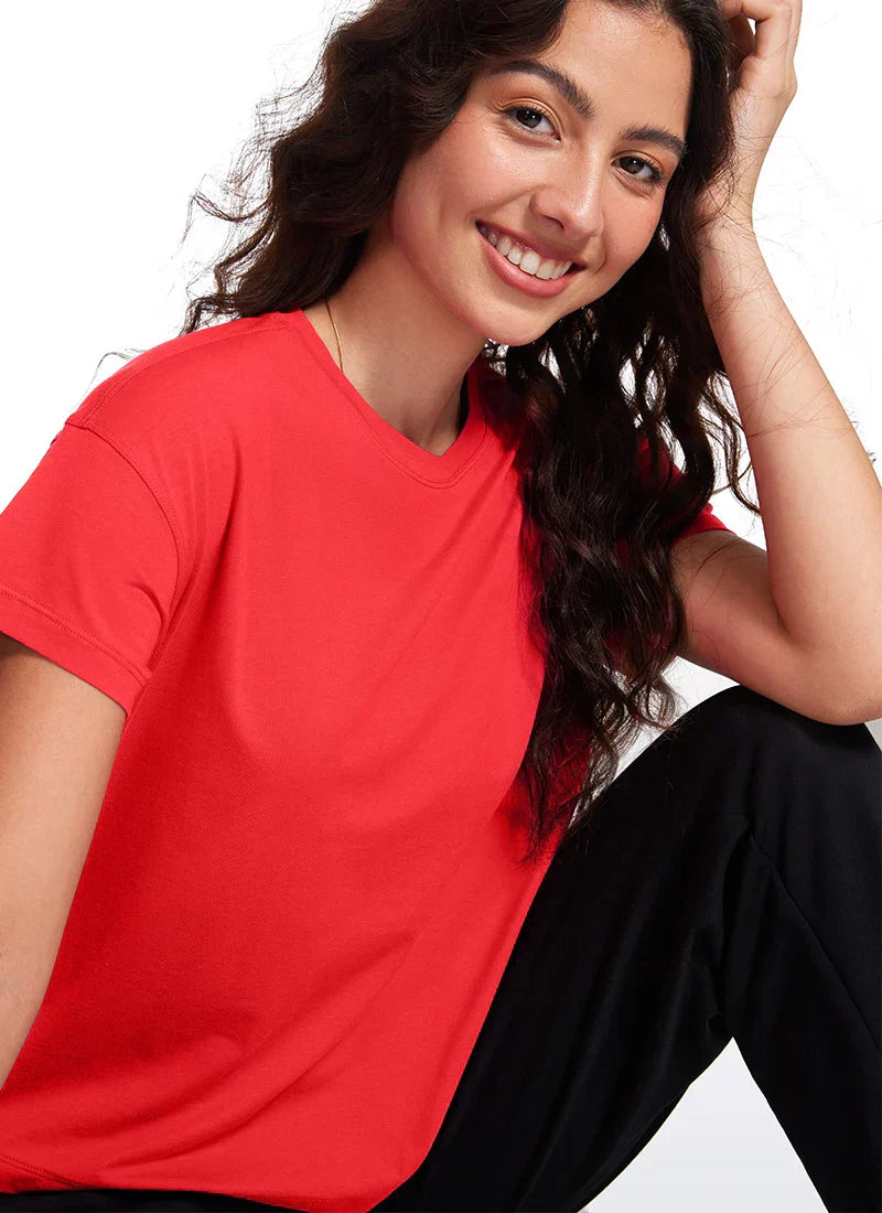 Mattea - Rosa Baumwoll-Workout-T-Shirt