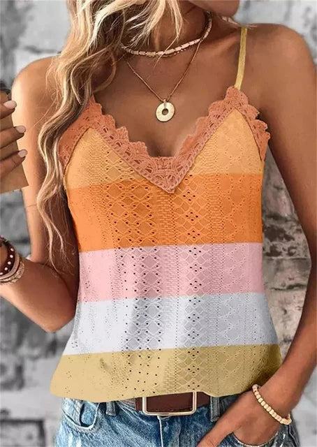Lenda - Grünes Spitze Gehäkeltes Camisole Top