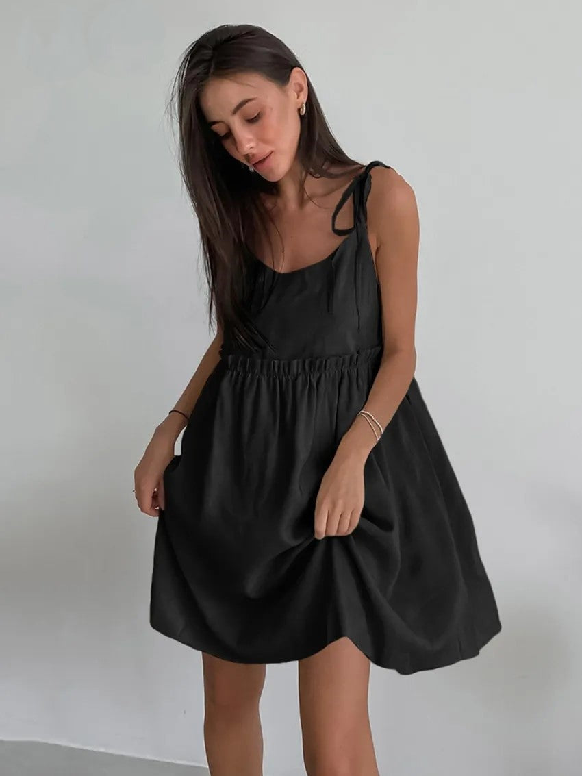 Cailyn - Khaki Mini-Kleid mit Spaghettiträgern