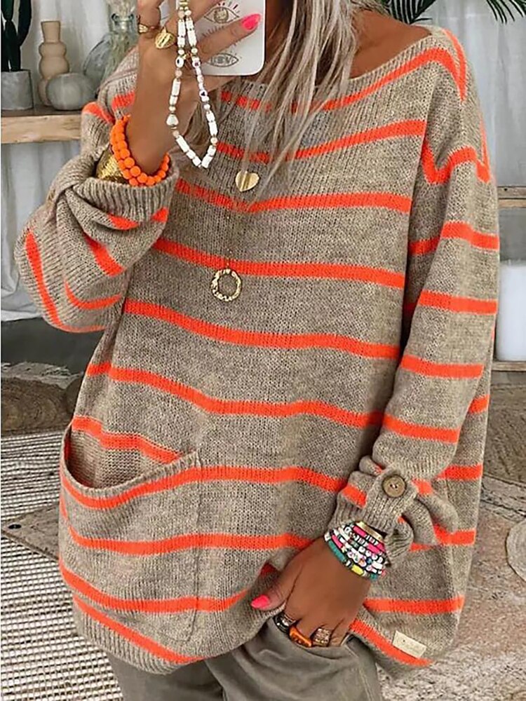 Gestreifter Pullover – Lina Orange