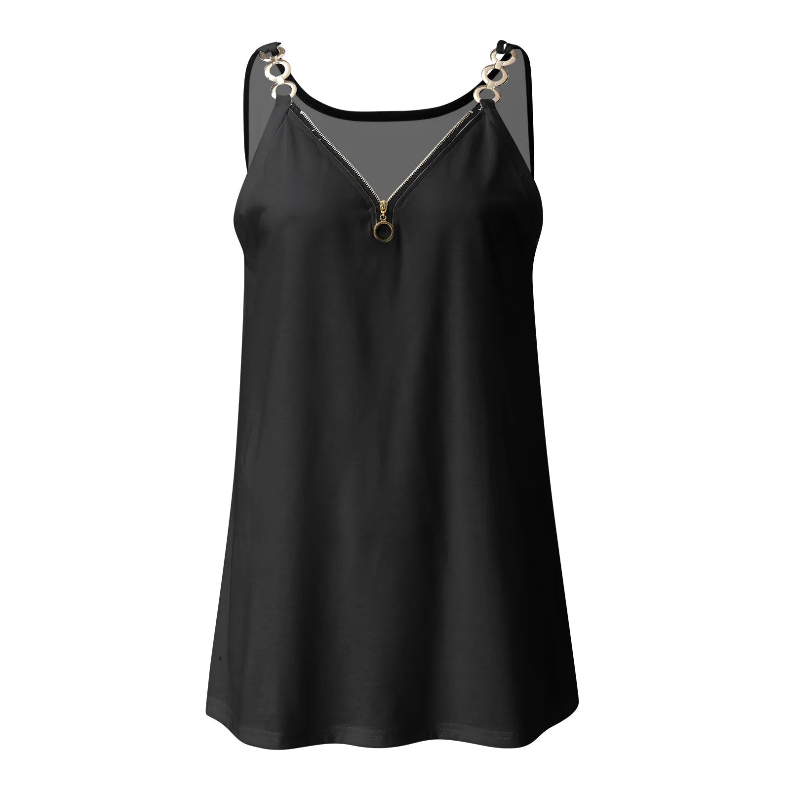 Melinda - Schwarzes Sommerärmelloses Top