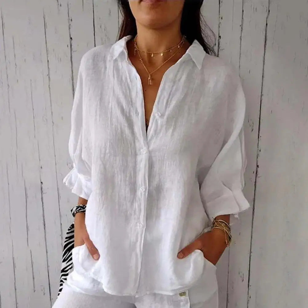 Weiße lässige Vintage-Bluse - Luna