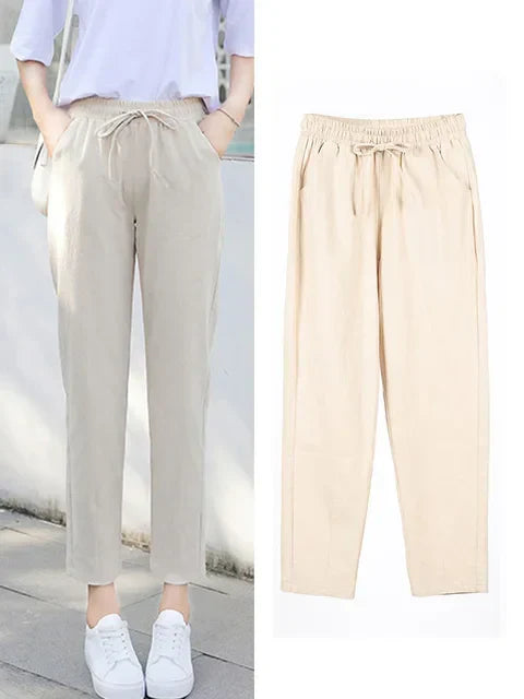 Shae - Gelbe Baumwoll-Leinenhose