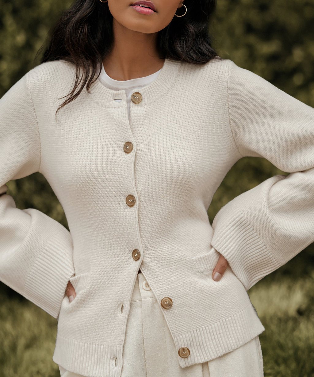 Cremefarbener Strick-Cardigan - Bella