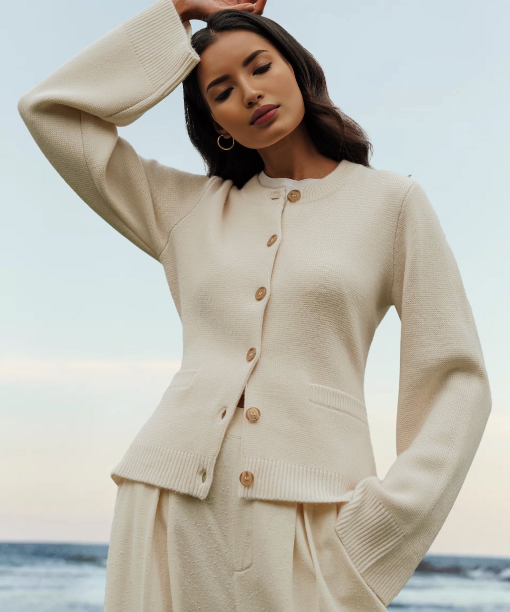 Cremefarbener Strick-Cardigan - Bella