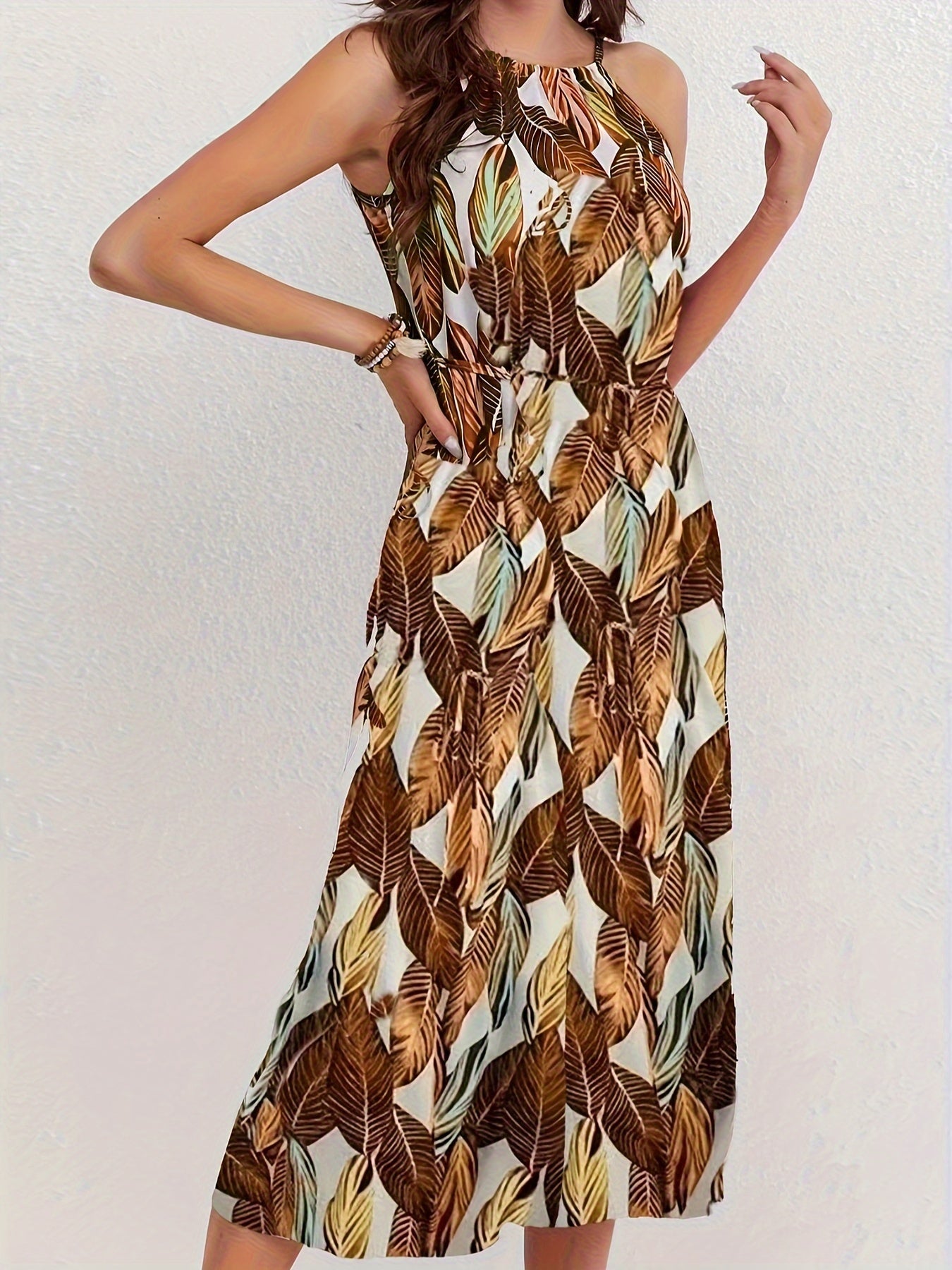 Grünes Strandkleid mit Blättermuster - Emma