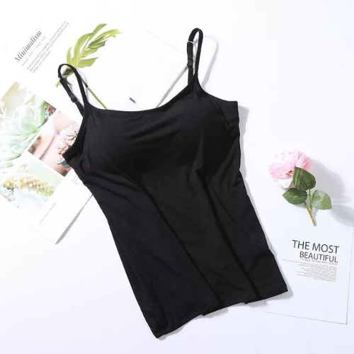 Mila - Schwarzes Top mit integriertem BH