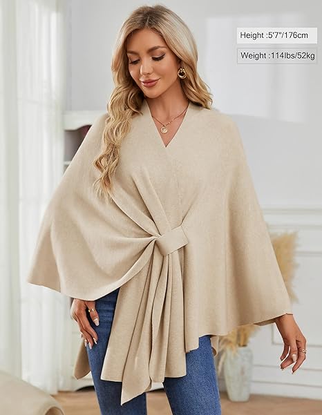 Eleganter Wickelponcho Ivory Weiß - Clara