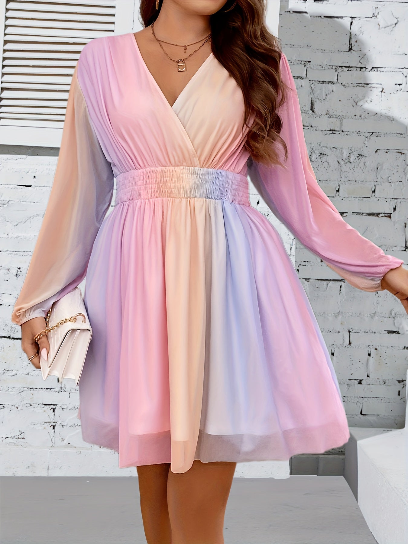 Rosa Plus Size Regenbogenkleid - Lina