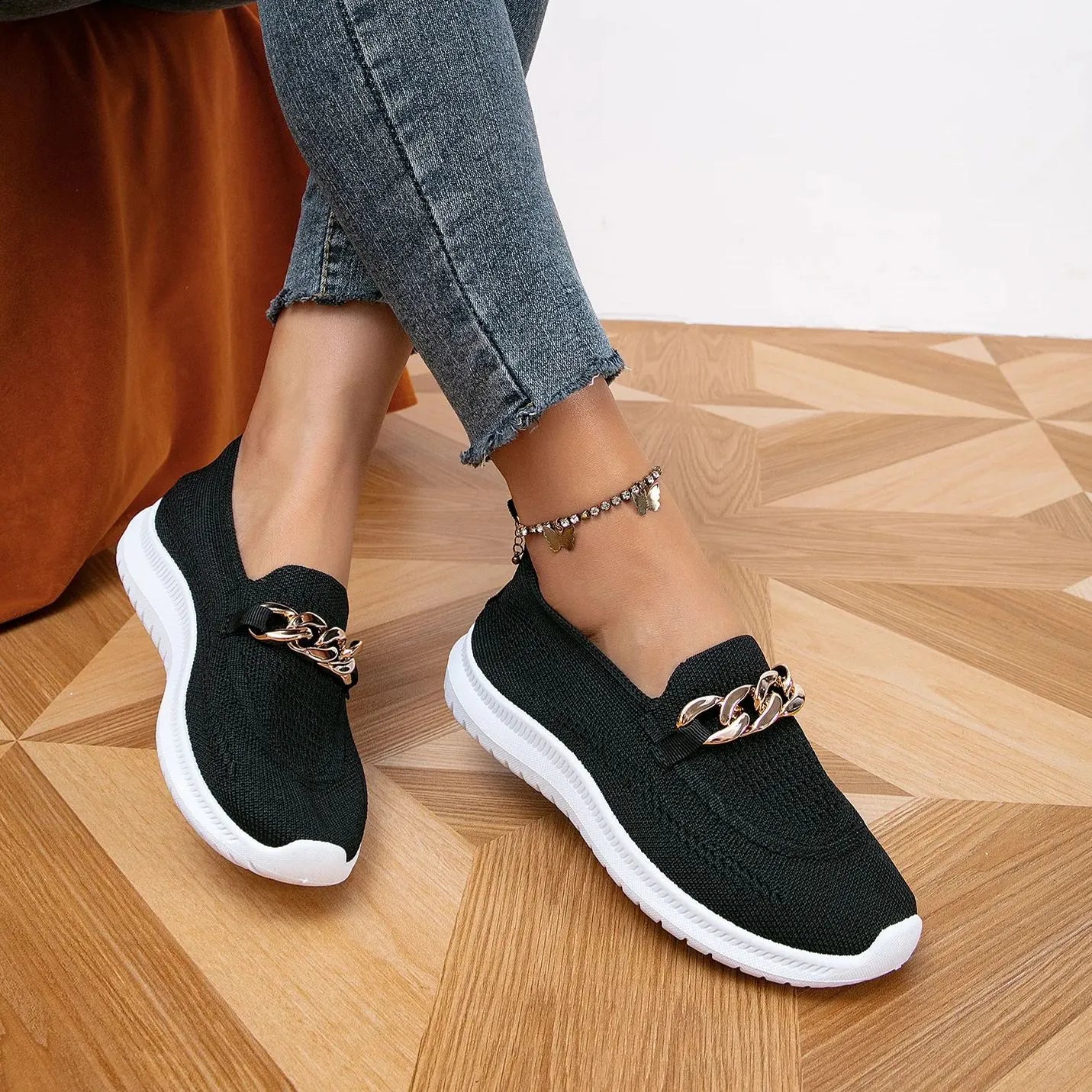 Cara - Sommerliche Gestrickte Hohle Flache Schuhe Schwarz