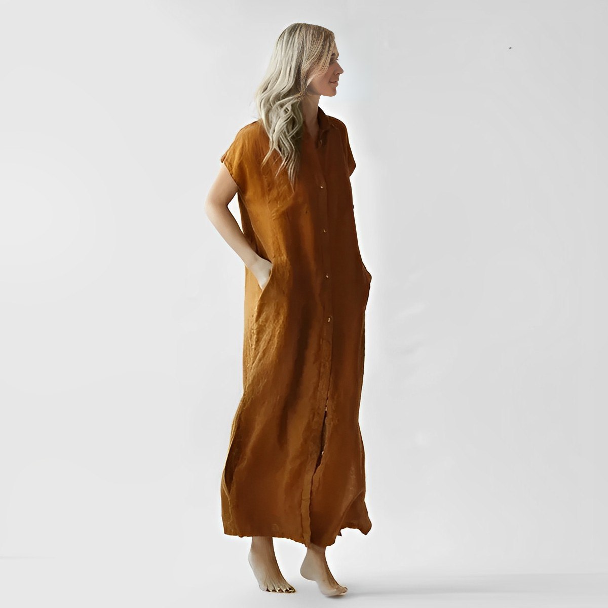Cara - Ärmelloses Hemdkleid Orange