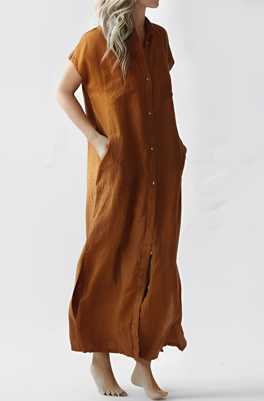 Cara - Ärmelloses Hemdkleid Orange