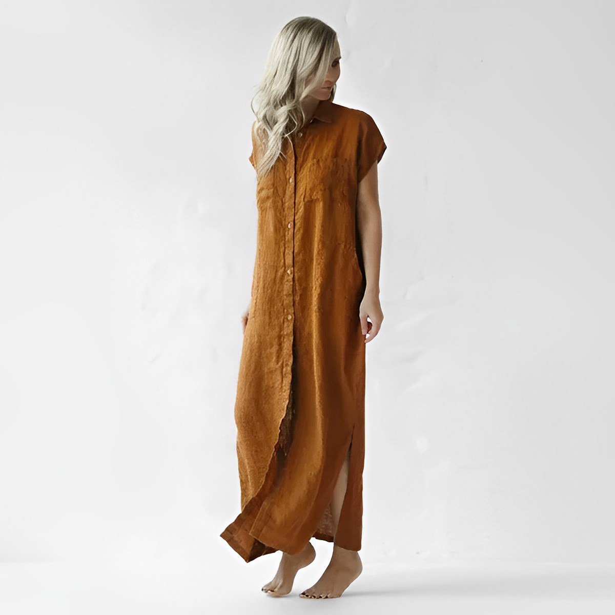 Cara - Ärmelloses Hemdkleid Orange
