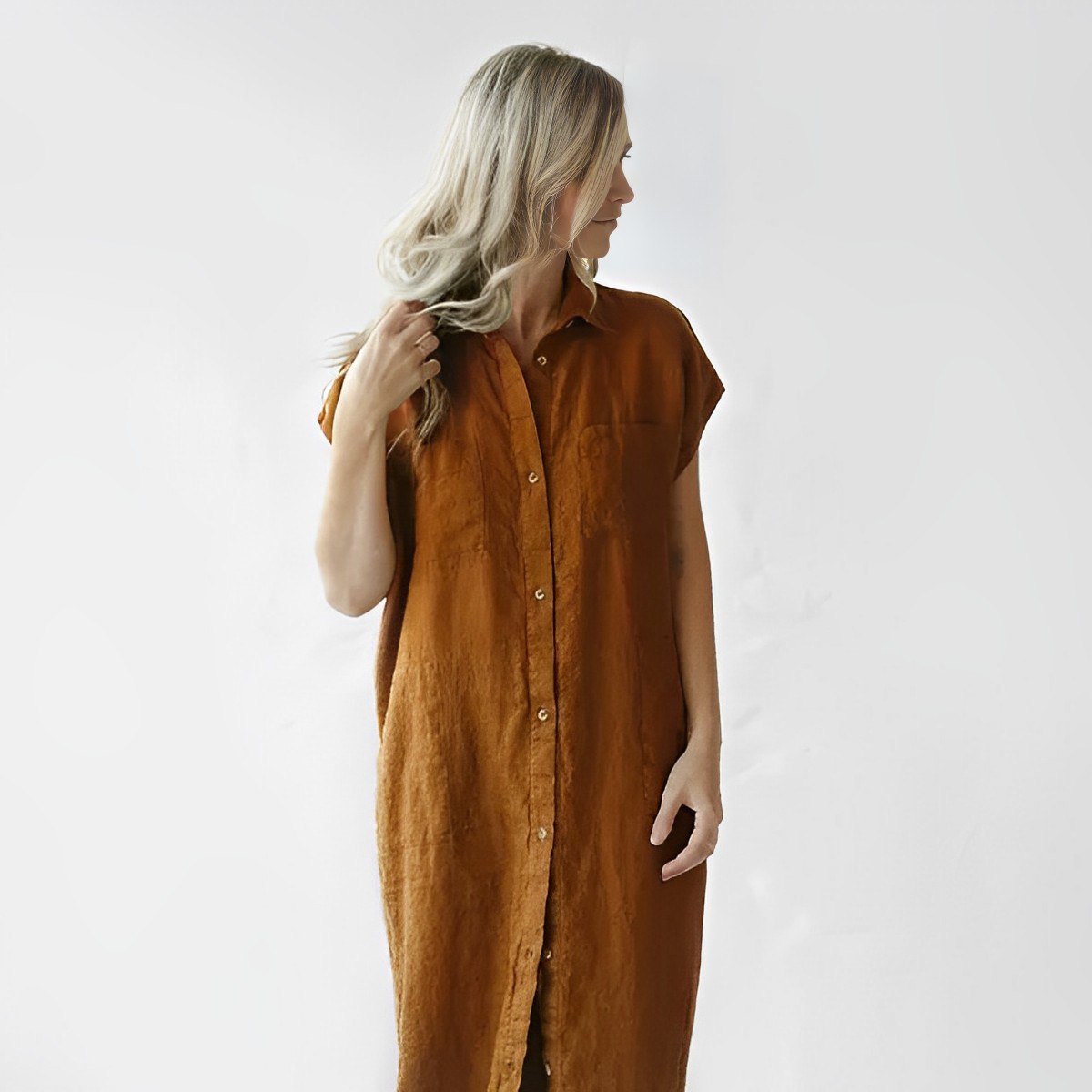 Cara - Ärmelloses Hemdkleid Orange