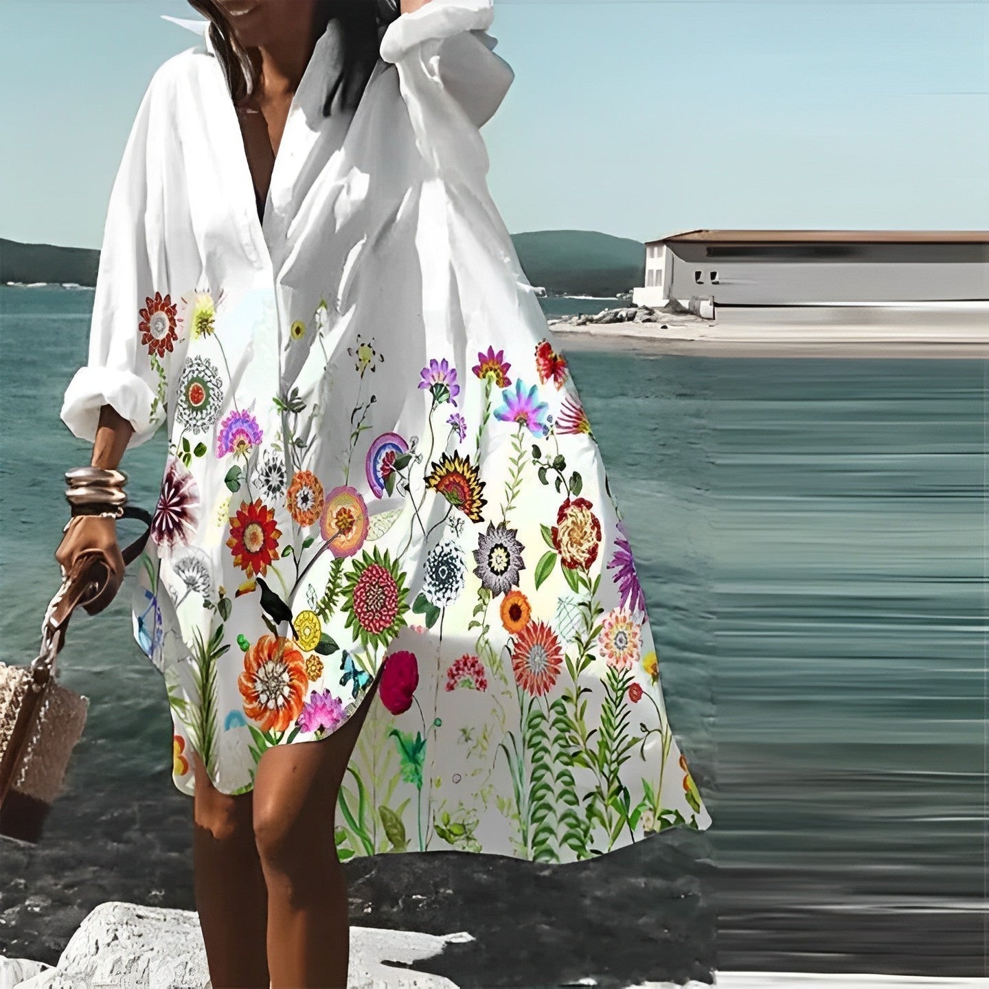 Weißes Stilvolles Sommerkleid - Liya