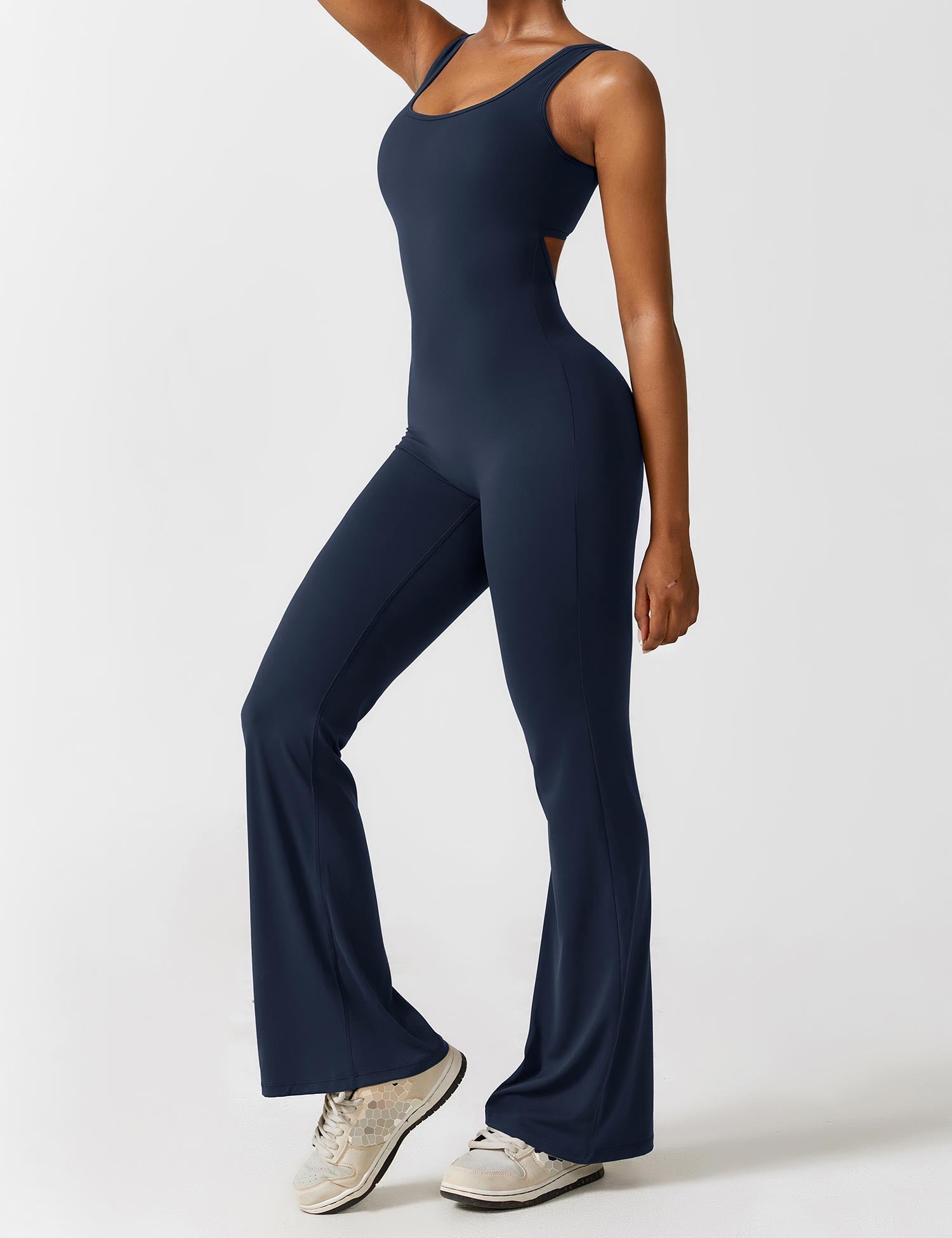 Dunkelblauer Flared Jumpsuit - Mia