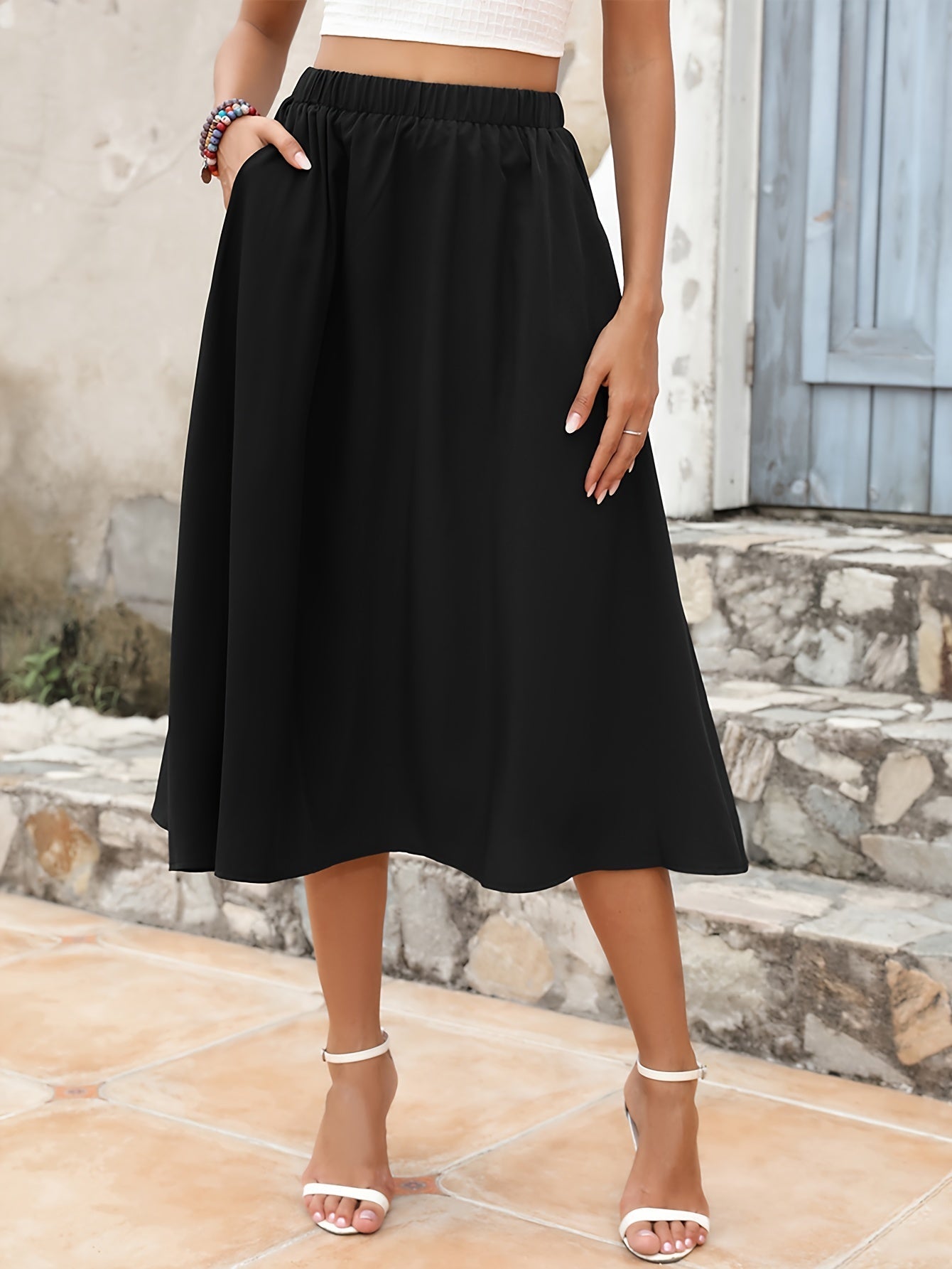 Chicer Bohemien Midi-Rock mit Taschen