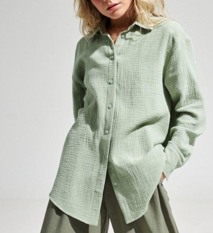 Chices Baumwoll-Casual-Hemd mit Stretch und Button-down-Kragen