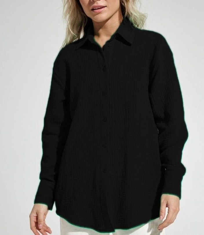 Chices Baumwoll-Casual-Hemd mit Stretch und Button-down-Kragen