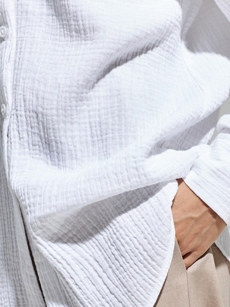 Chices Baumwoll-Casual-Hemd mit Stretch und Button-down-Kragen
