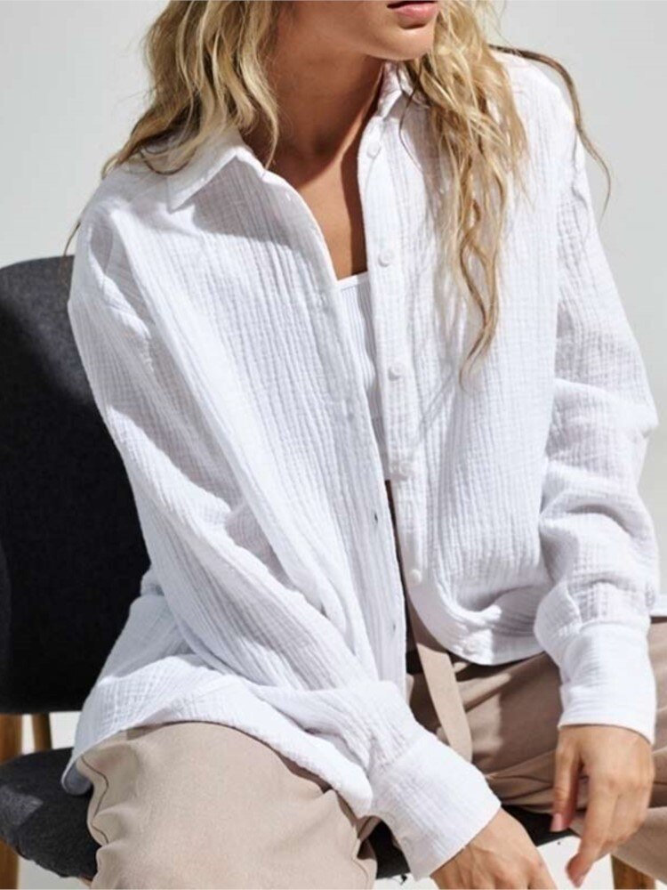 Chices Baumwoll-Casual-Hemd mit Stretch und Button-down-Kragen
