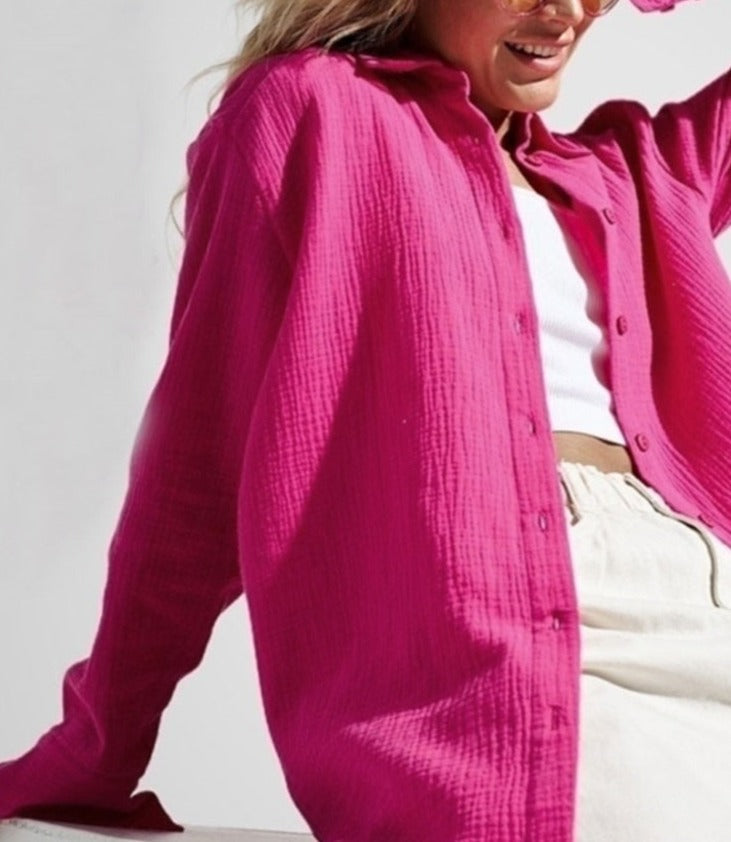 Chices Baumwoll-Casual-Hemd mit Stretch und Button-down-Kragen