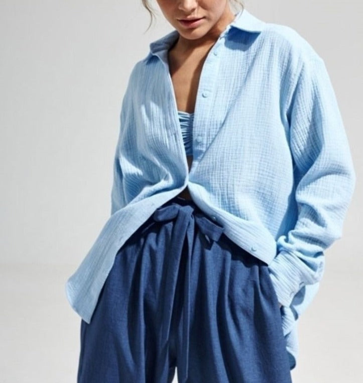 Chices Baumwoll-Casual-Hemd mit Stretch und Button-down-Kragen
