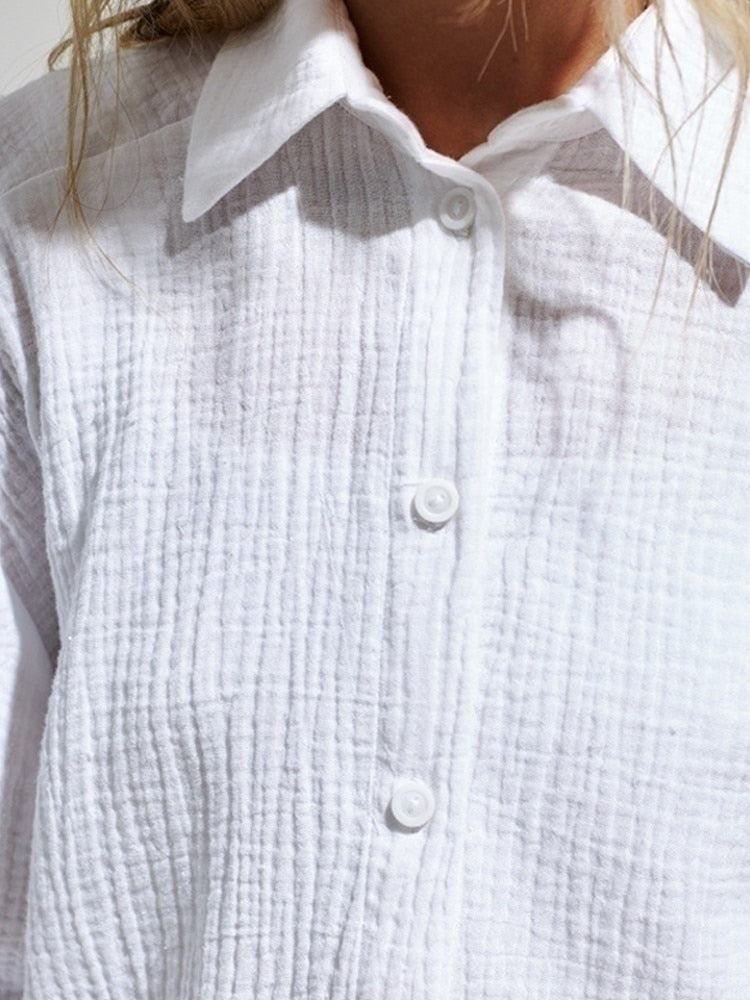 Chices Baumwoll-Casual-Hemd mit Stretch und Button-down-Kragen