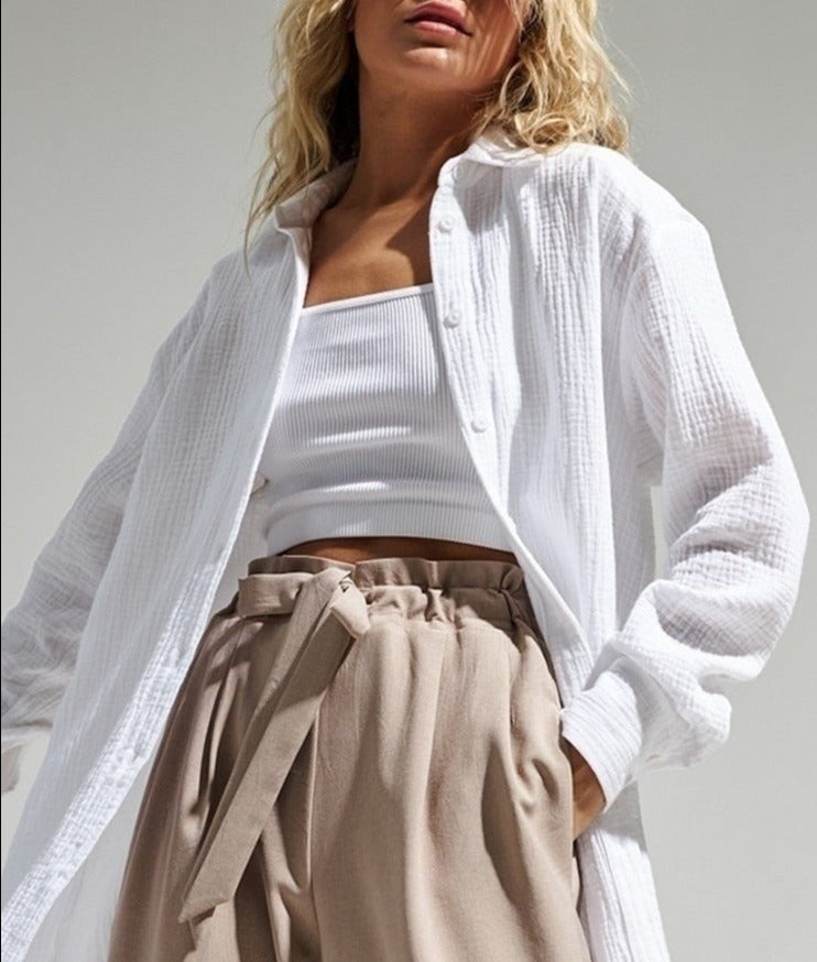 Chices Baumwoll-Casual-Hemd mit Stretch und Button-down-Kragen