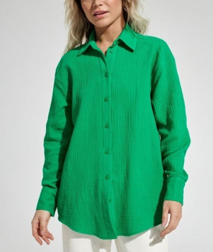 Chices Baumwoll-Casual-Hemd mit Stretch und Button-down-Kragen