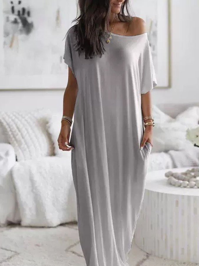 Chique Gemak: Stilvolles Kleid mit Kurzen Ärmeln und lockerem Schnitt