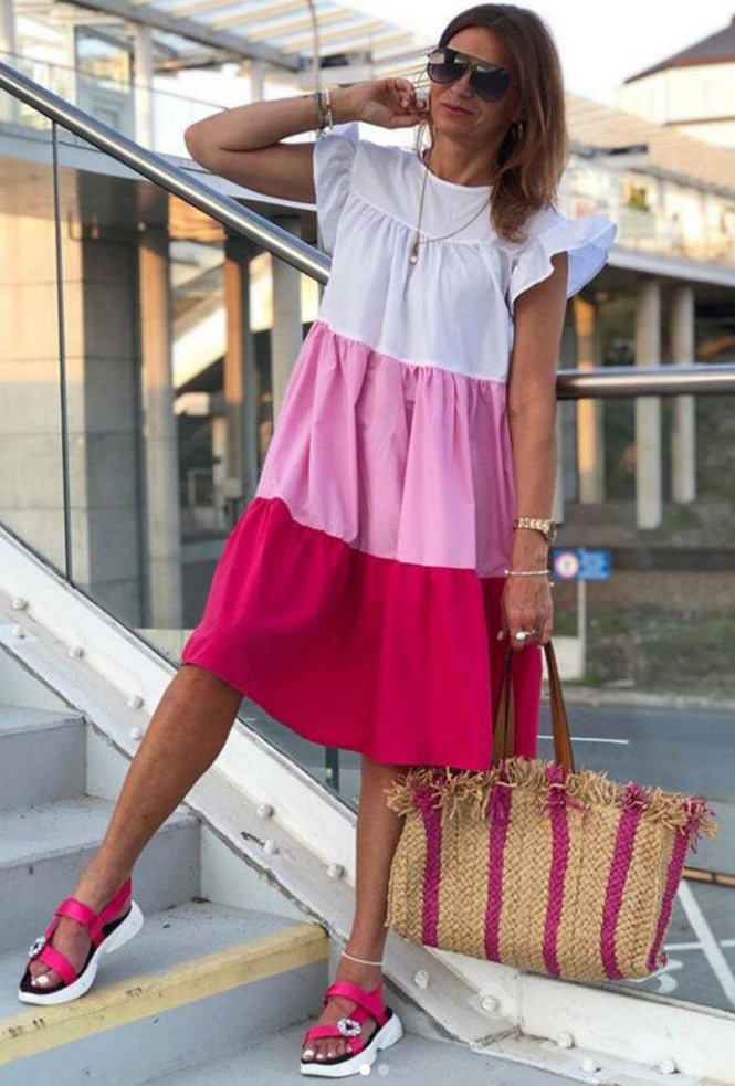 Chic Korte O-hals Kleid: Luftig & Stilvoll