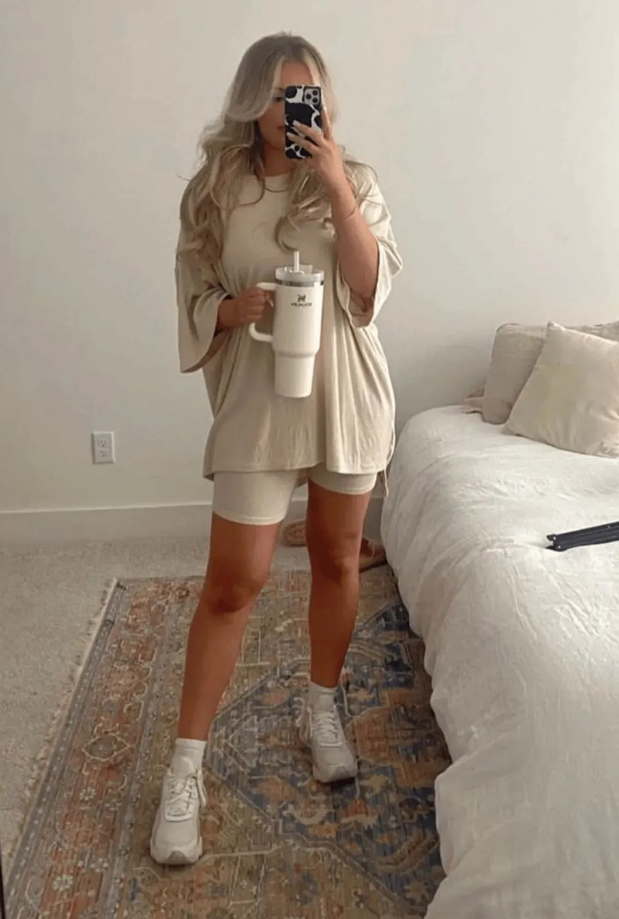 Schwarzes Oversize T-Shirt und Biker-Shorts Set - Lena