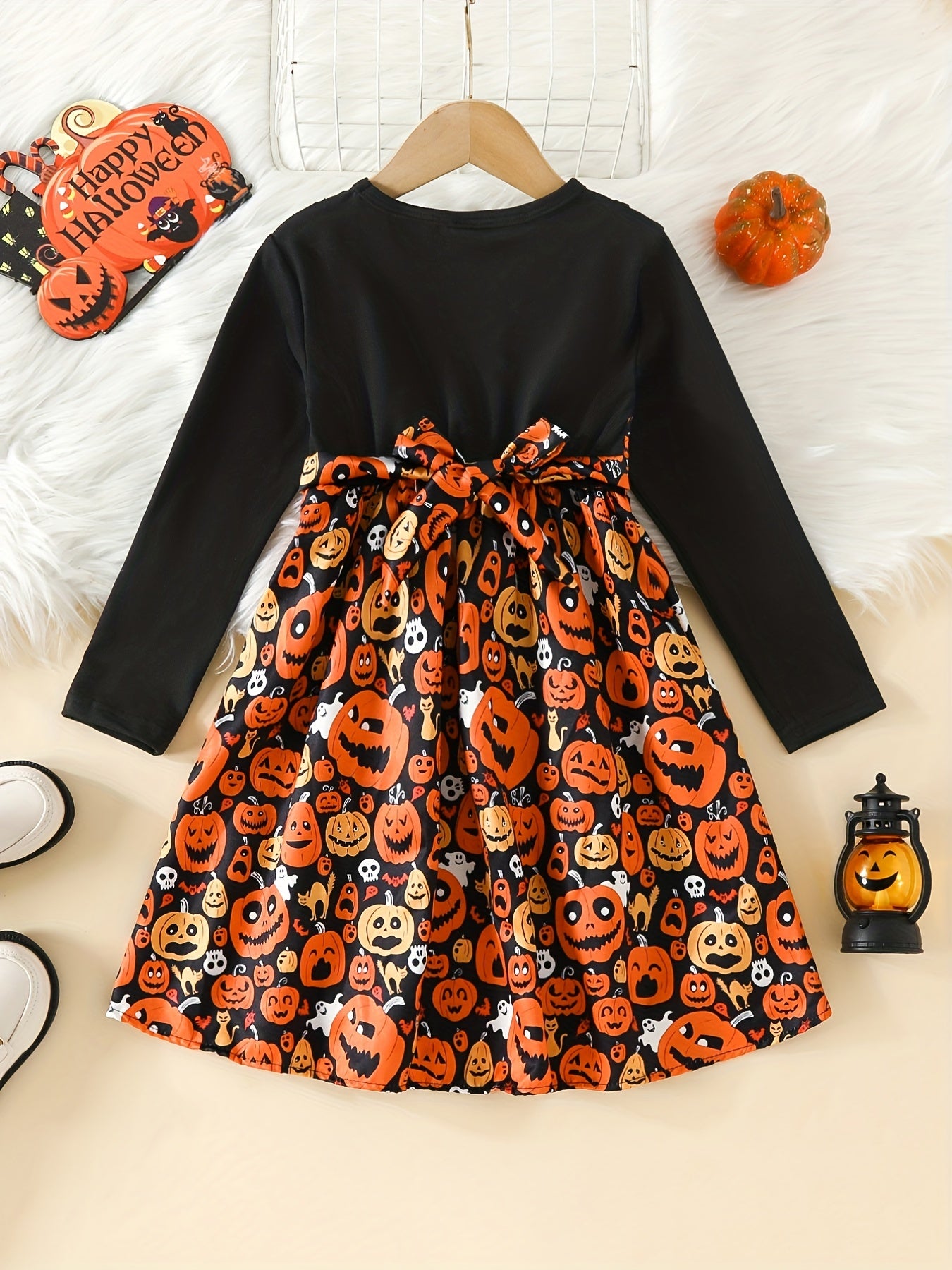 Mädchen Halloween Geisterkleid in Orange - Emily