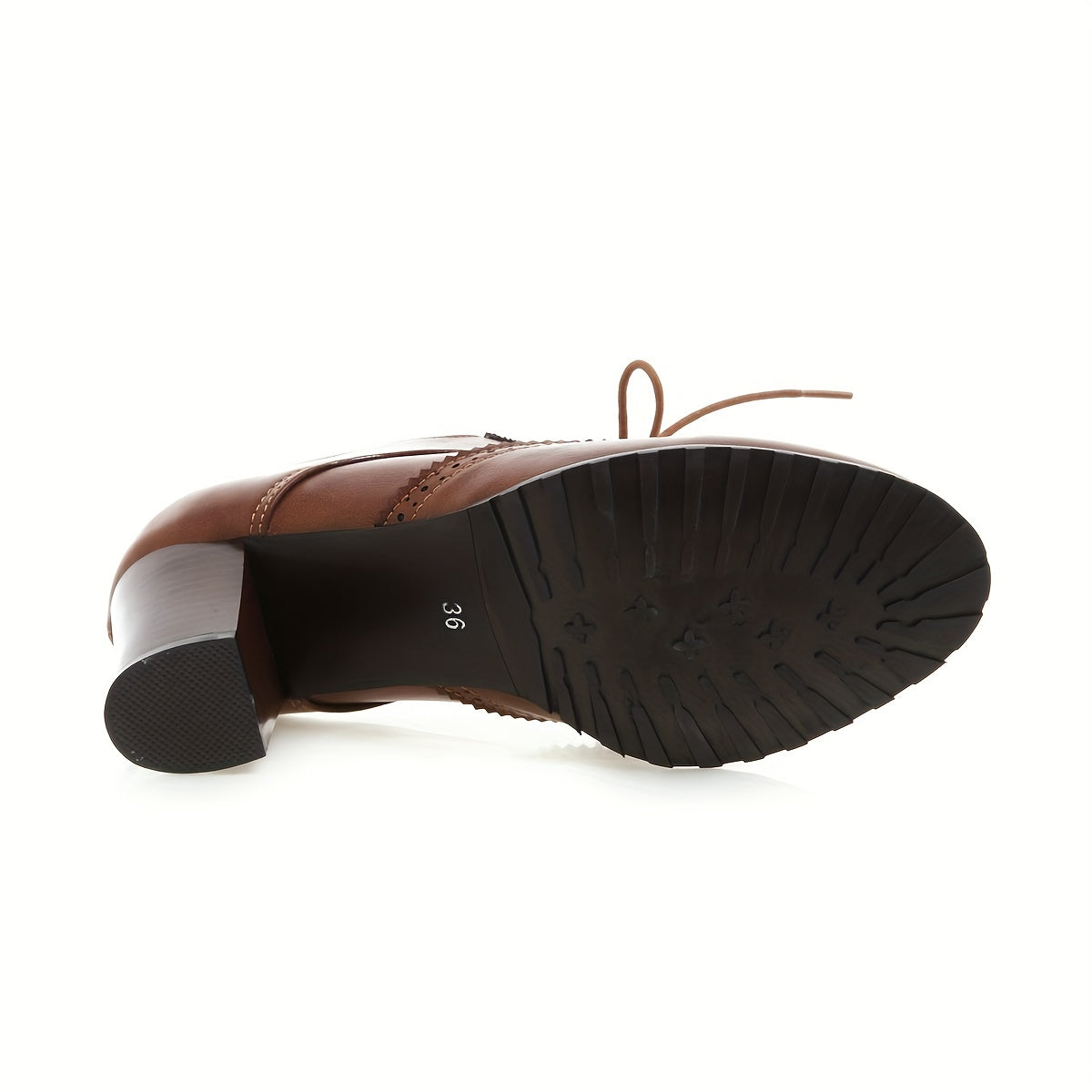 Dunkelbraune Retro Brogues mit Blockabsatz - Clara