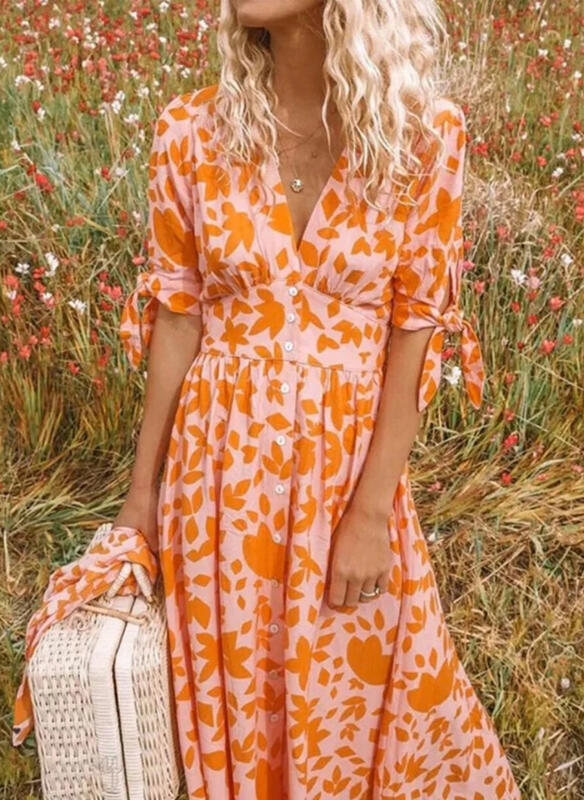 Mia - Elegantes Oranges Abendkleid