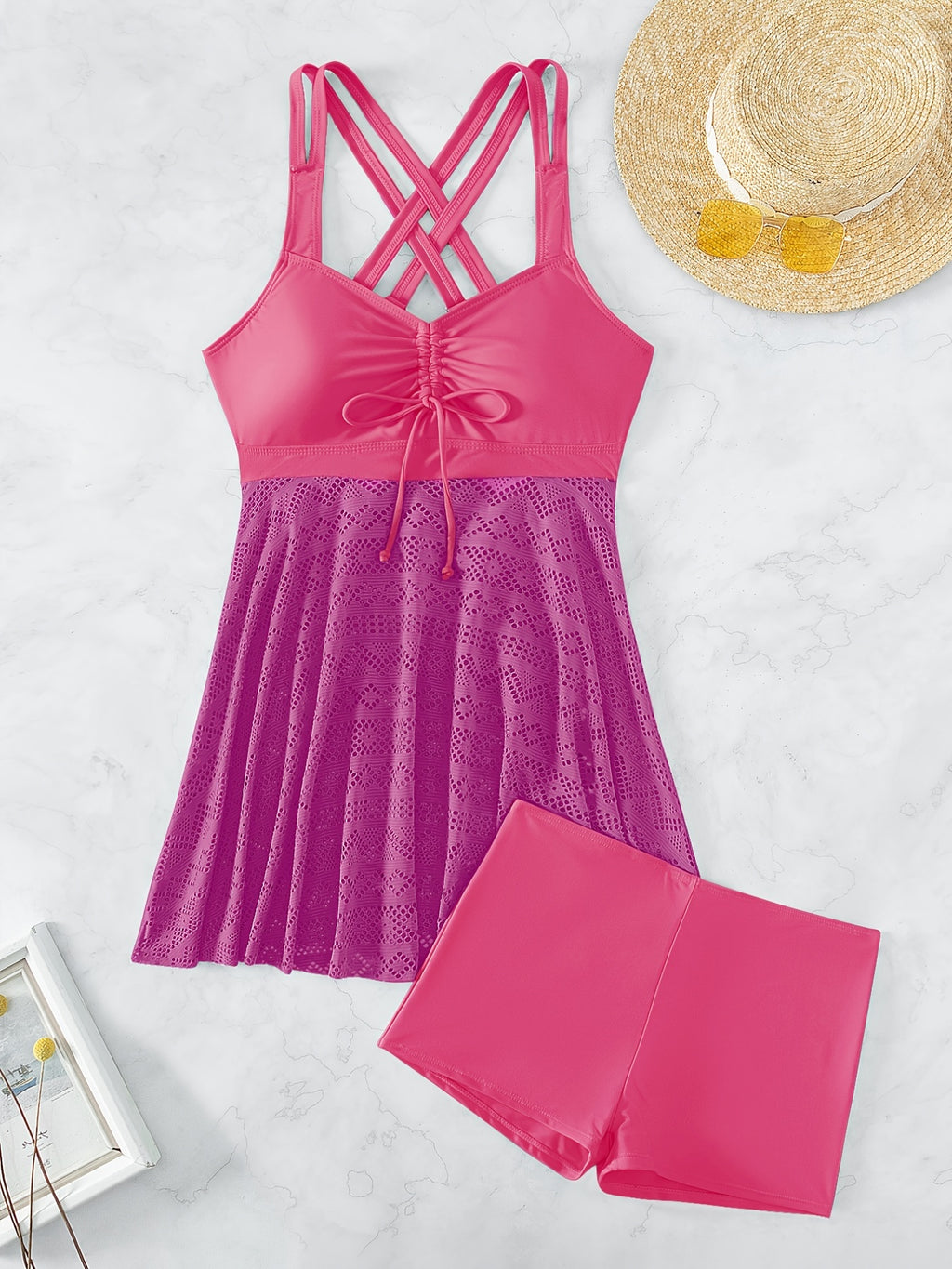 Hellblaues Tankini-Set mit Stickerei - Clara