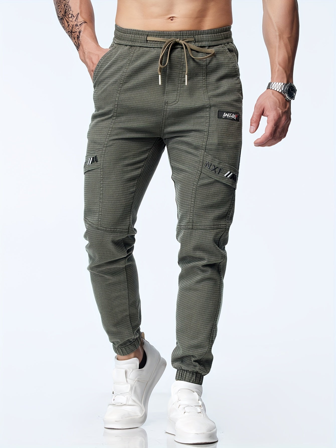 Armeegrüne Jogginghose mit Kordelzug - Max