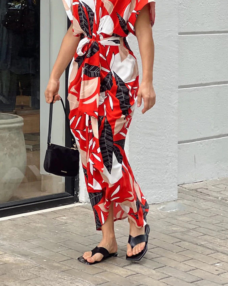 Lotte - Grünes Freizeitkleid mit Schlankheitsmuster