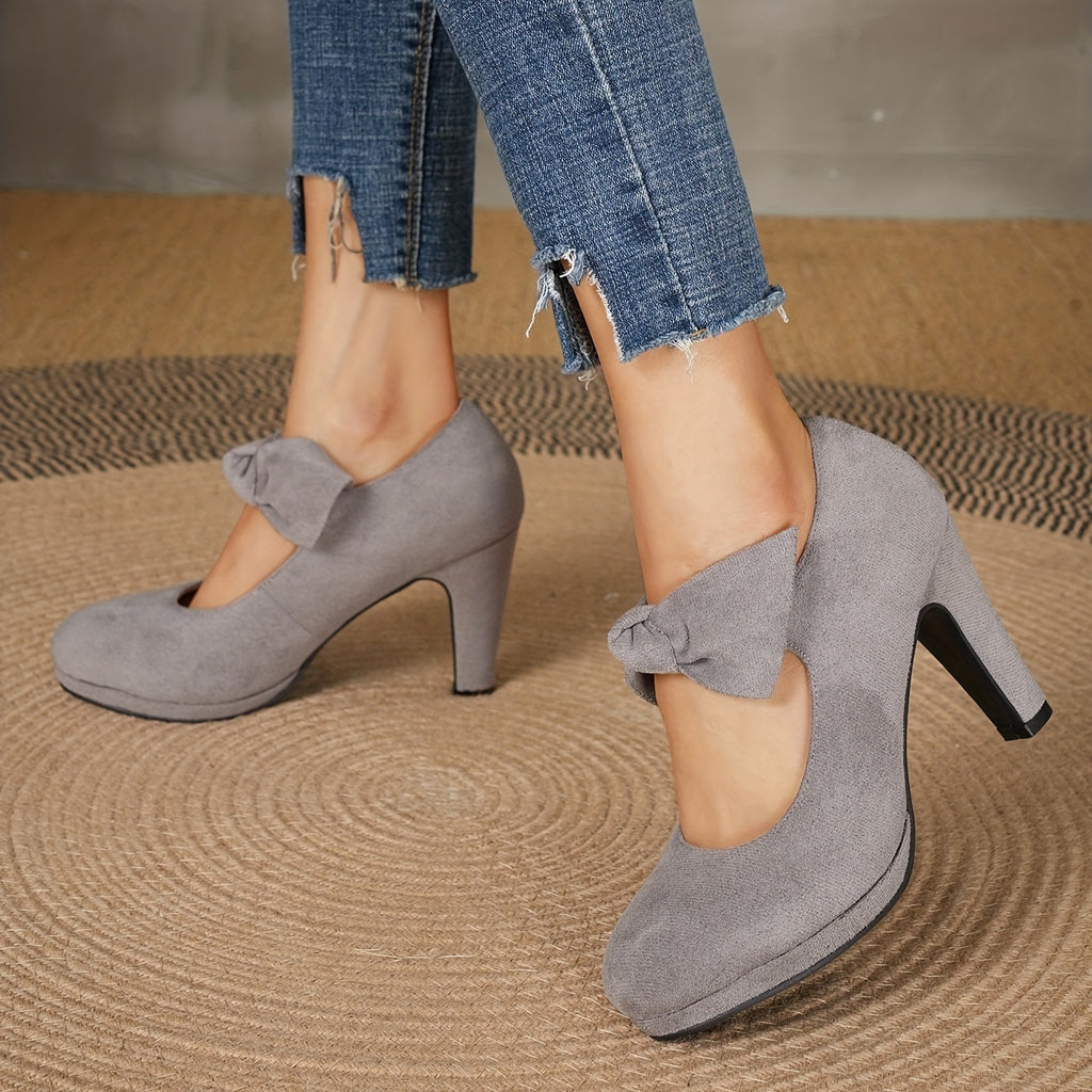 Schwarze Mary Jane Pumps mit Schleife - Lena